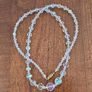 Aurora Borealis Crystal Bead Vintage Necklace